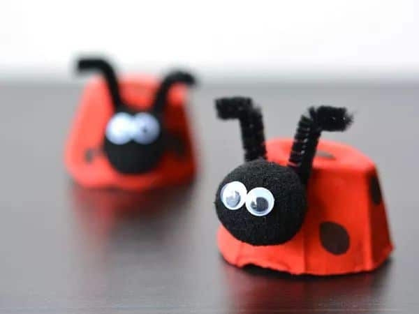 Flaming Red Egg Carton Ladybugs