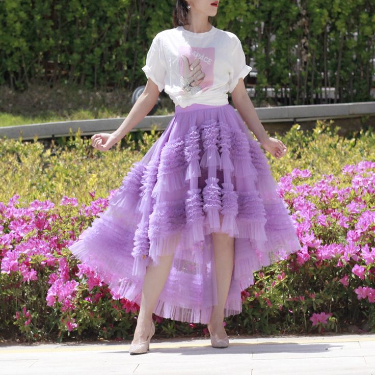 Purple tulle maxi skirt best sale