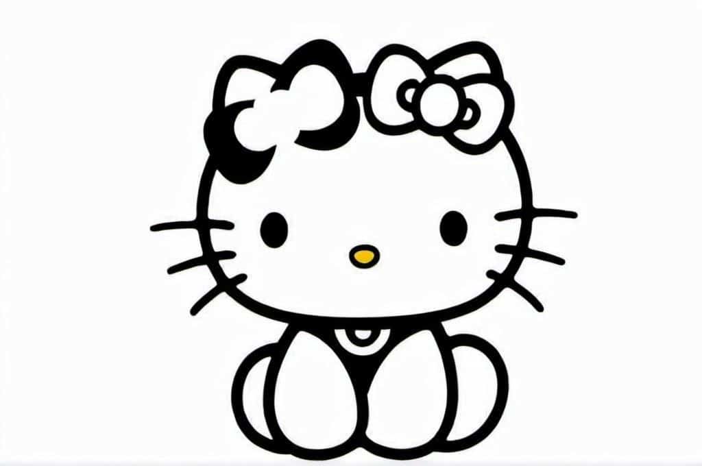 A blank Hello Kitty outline for freestyle coloring
