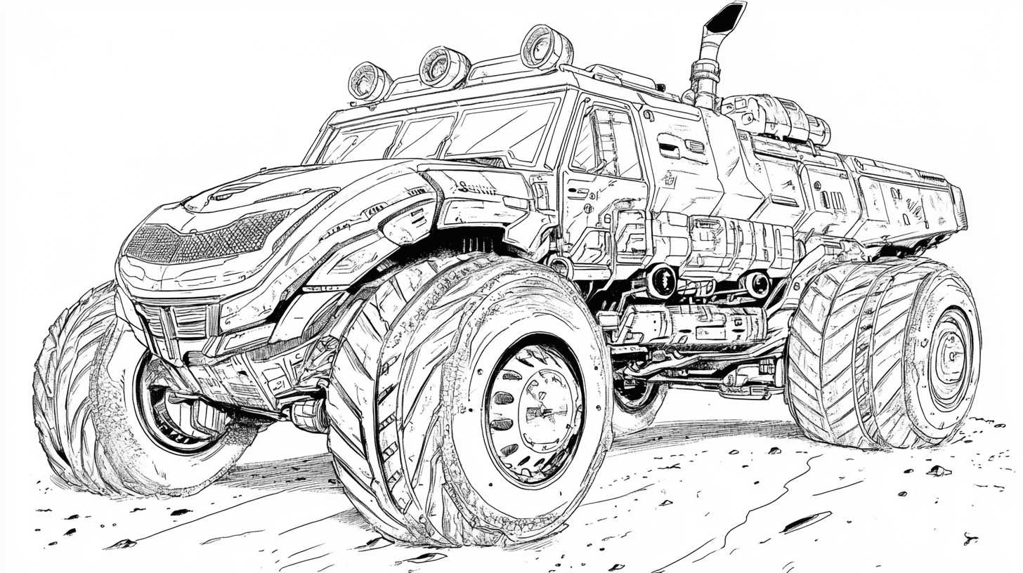 A_cyberpunk-themed_truck_with_holographic_patterns_and_robotic_wheels