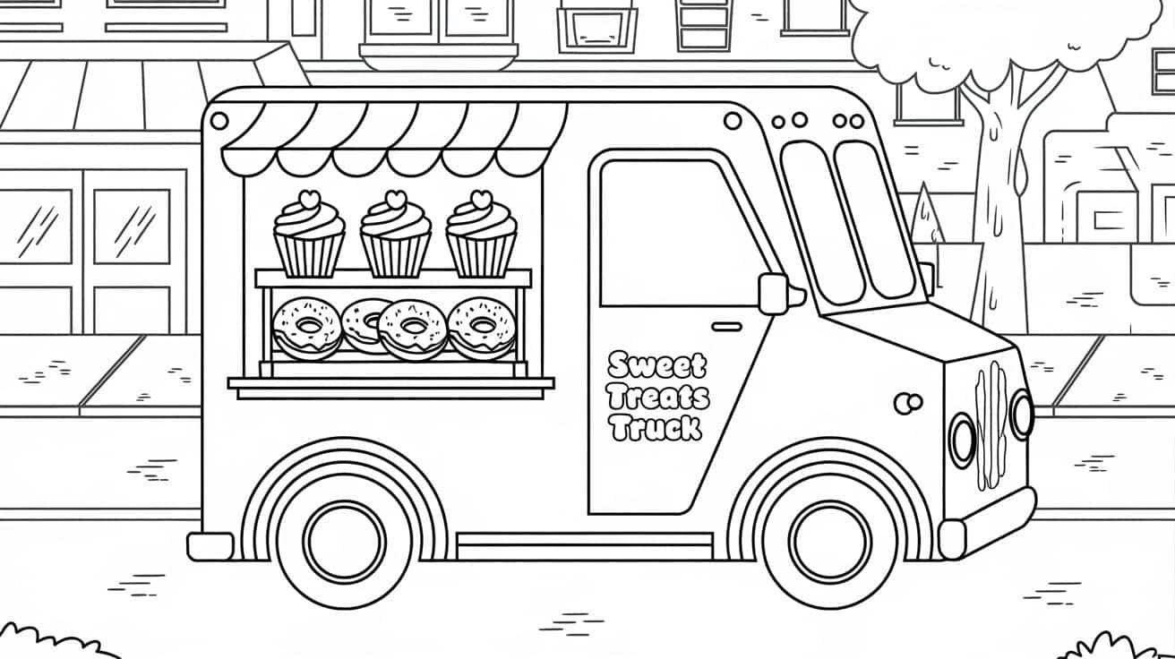 A_dessert-themed_truck_with_cupcakes_and_donuts_on_display