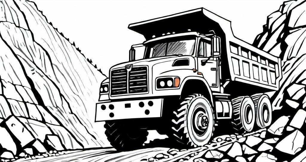 An_articulated_dump_truck_climbing_a_steep_rocky_hill