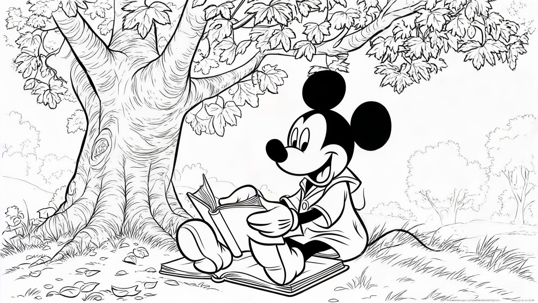 Classic_Mickey_Mouse_sitting_under_a_tree_holding_a_book