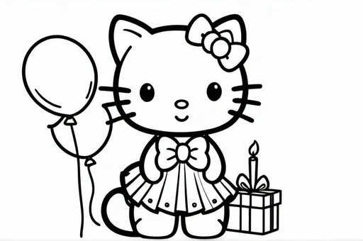 Draw and color Hello Kitty’s outfit for her birthday