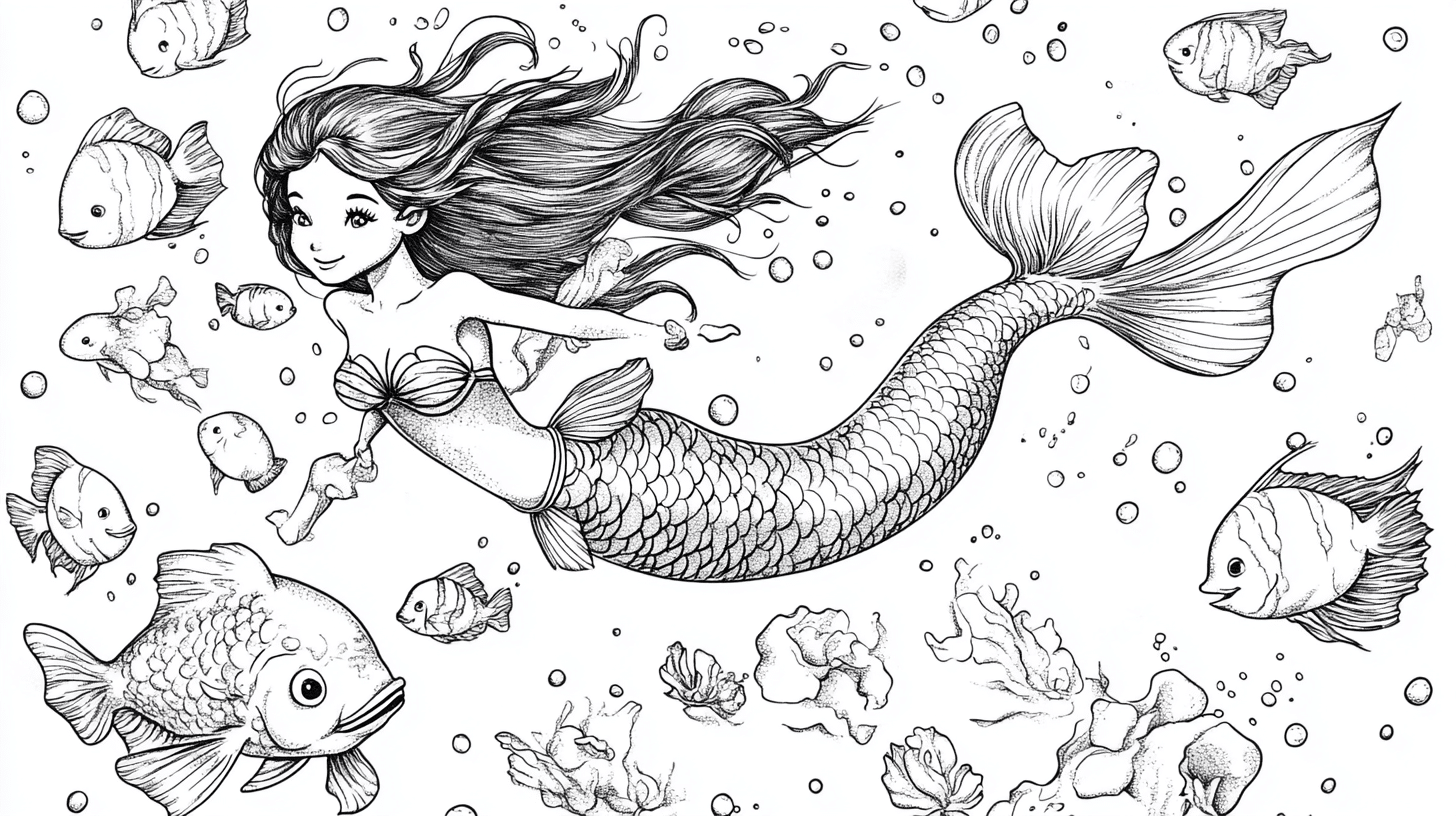 Happy_Mermaid_With_Fish_Friends