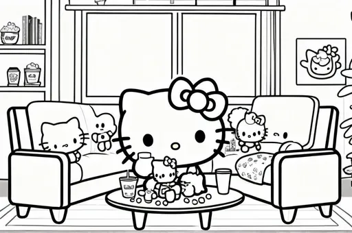 Hello Kitty and friends watching a movie