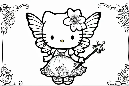 Hello Kitty as a fairy with a magic wand