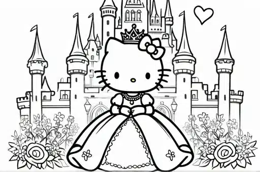 Hello Kitty as a princess in her castle