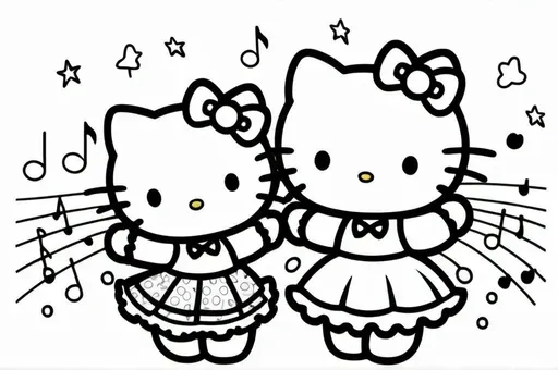 Hello Kitty dancing with Chococat