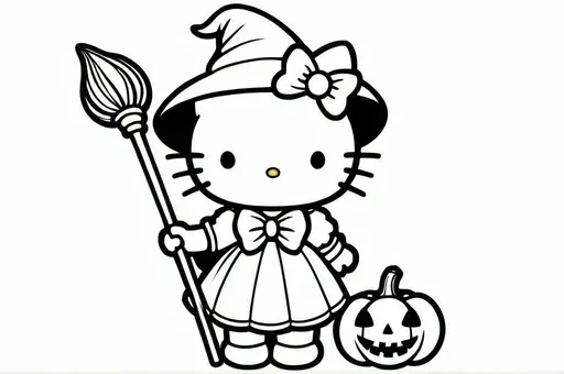 Hello Kitty dressed as a witch for Halloween