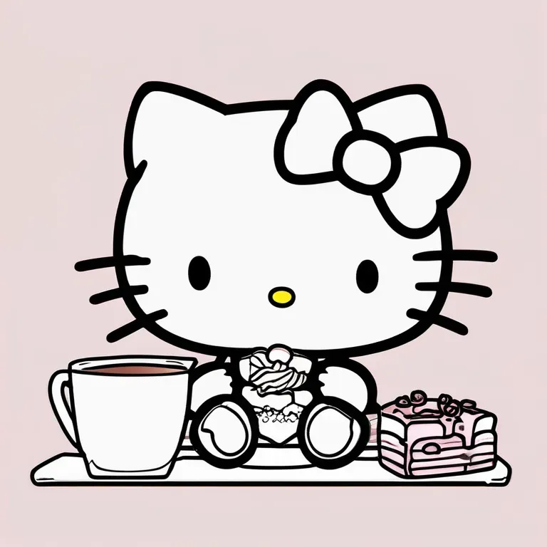 Hello_Kitty_eating_breakfast_with_a_cute_toast_and_milk