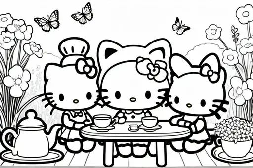 Hello Kitty having tea with My Melody