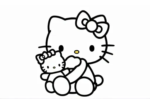 Hello Kitty hugging her teddy bear