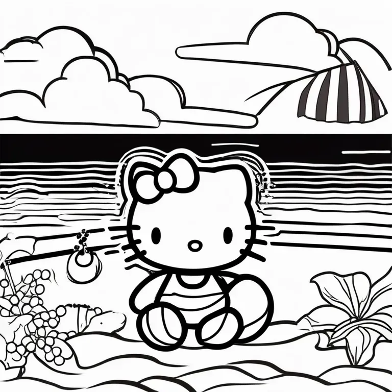 Hello_Kitty_playing_with_a_beach_ball