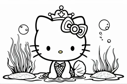 Hello Kitty swimming underwater as a mermaid