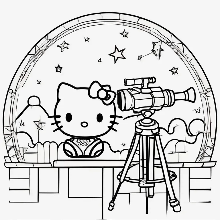 Hello_Kitty_watching_stars_through_a_telescope