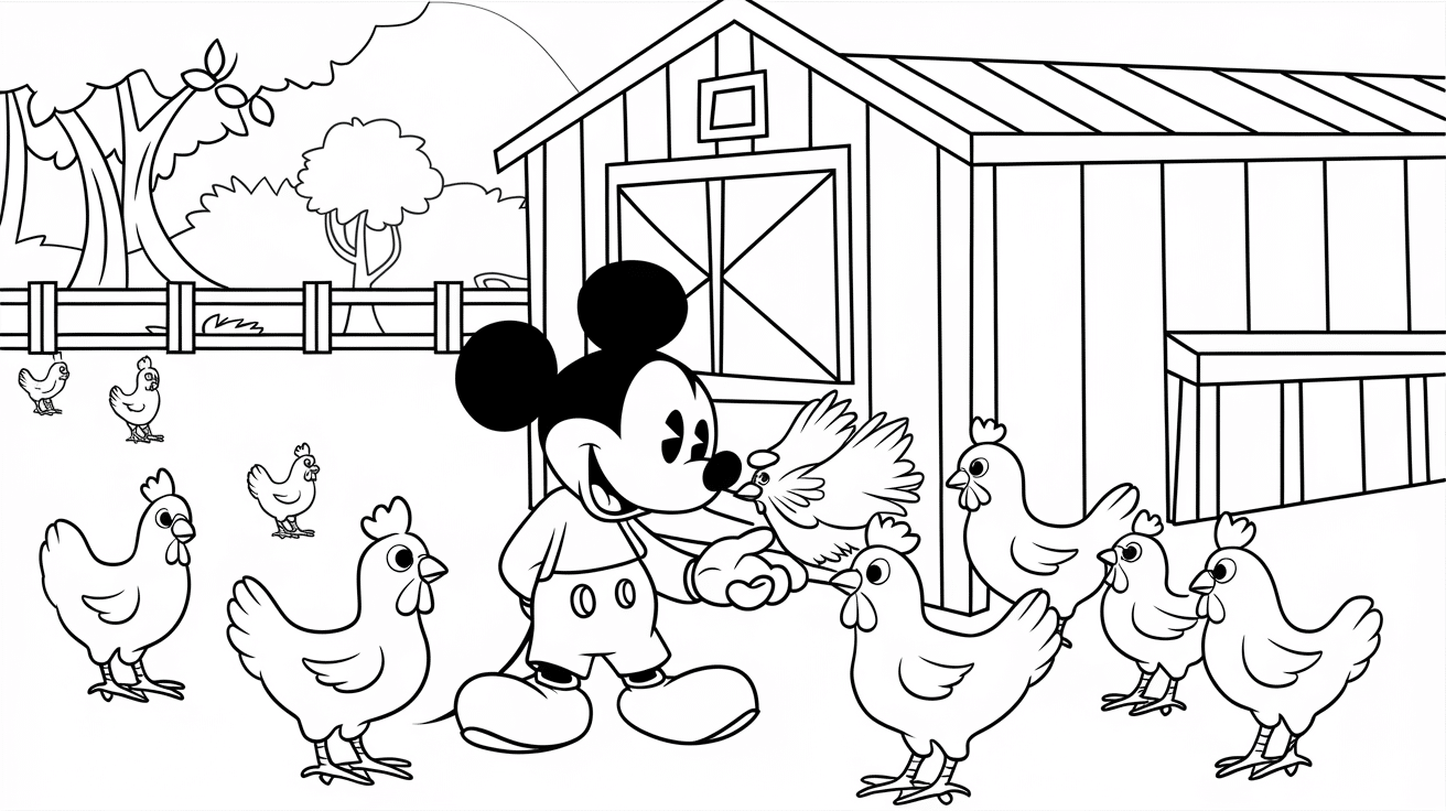 Mickey_Mouse_feeding_chickens_near_a_red_barn