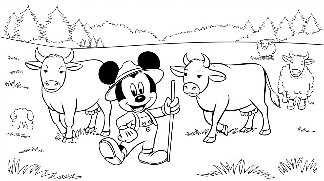 Mickey_Mouse_with_cows_and_sheep_in_a_grassy_meadow