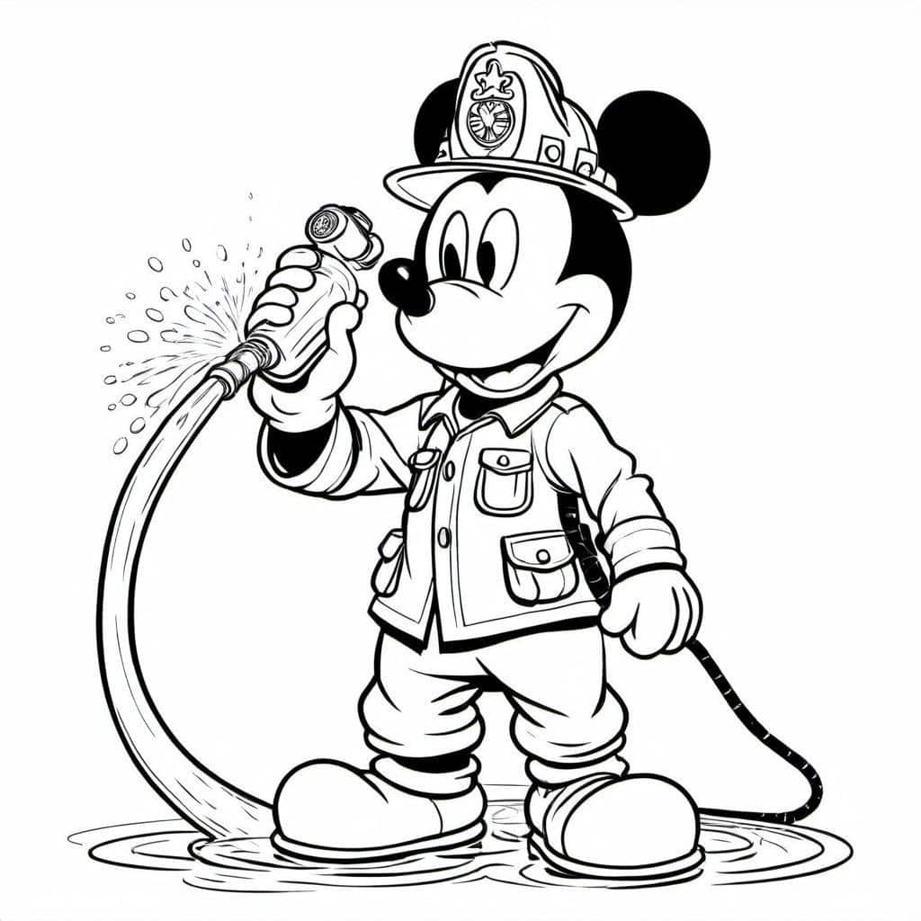 Mickey_as_a_firefighter_spraying_water_from_a_hose