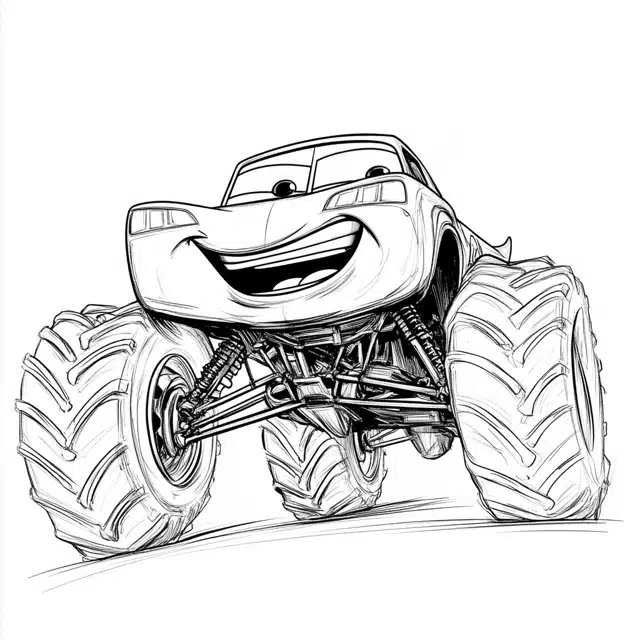 Monster Truck Lightning McQueen Coloring Page