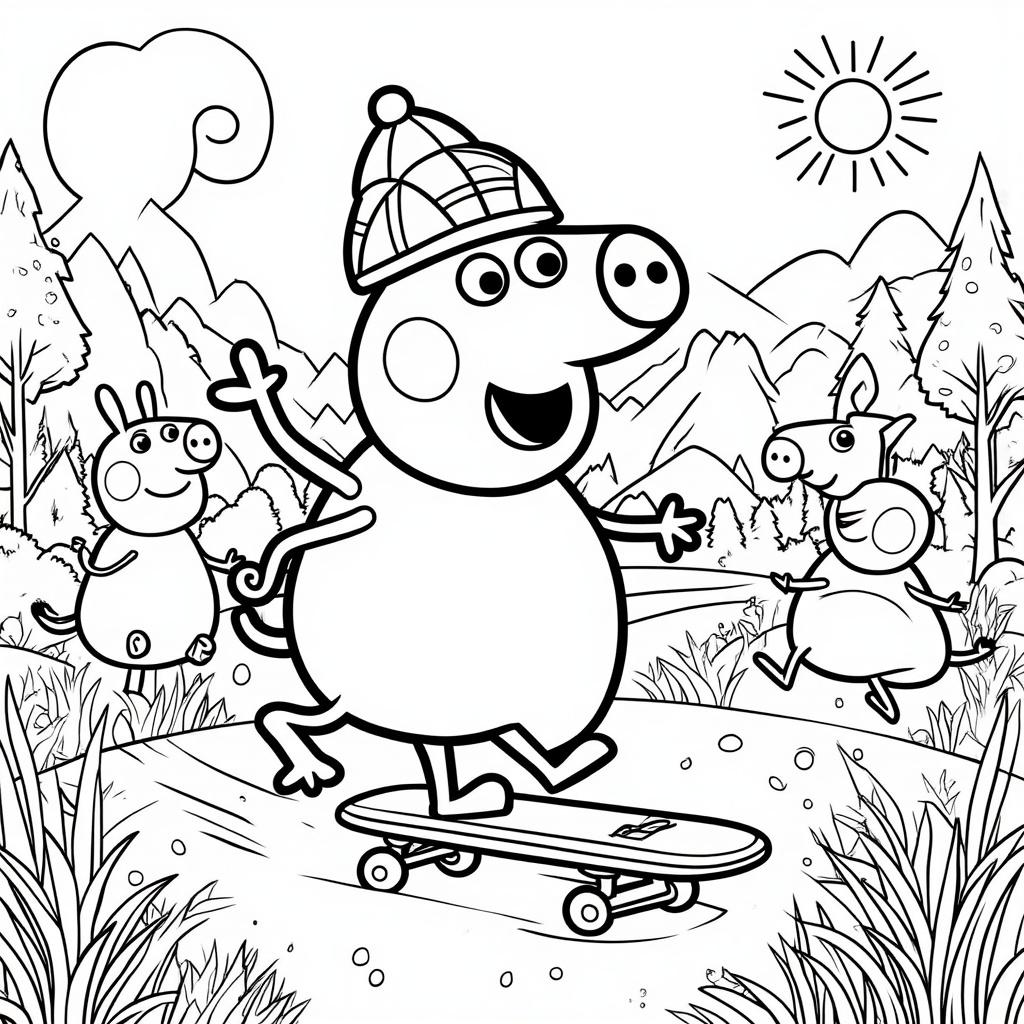 Peppa_learning_to_ride_a_skateboard