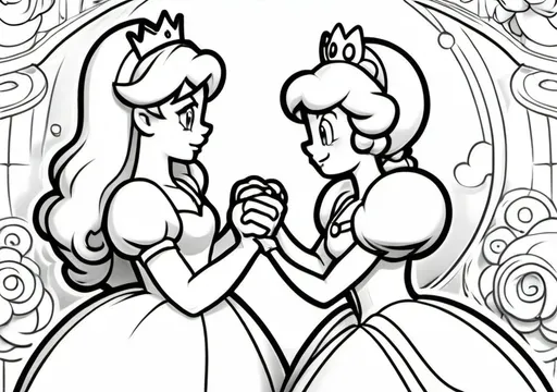 Princess Peach Holding Hands with Yoshi