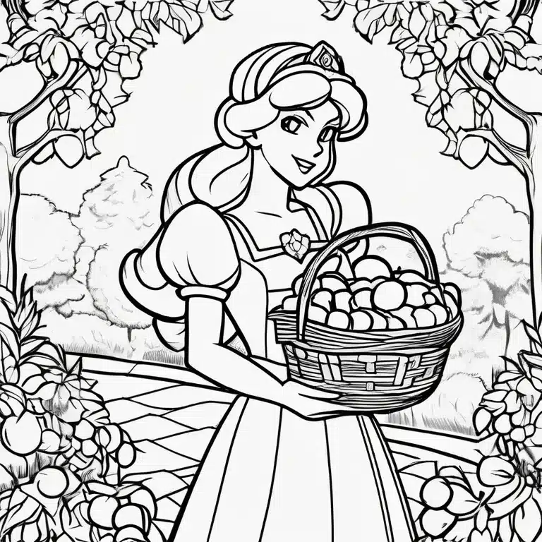 Princess_Peach_Holding_a_Basket_of_Fruit_in_a_Garden