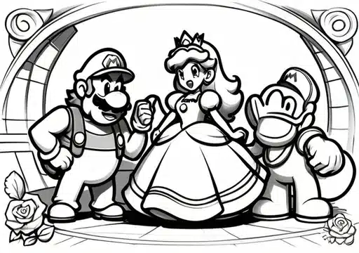 Princess Peach, Mario, and Donkey Kong Together