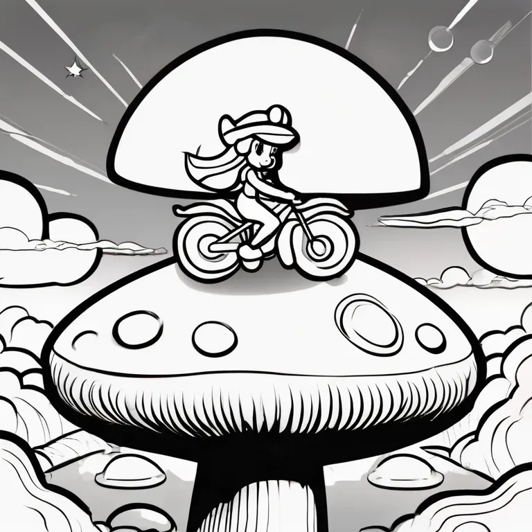 Princess_Peach_Riding_a_Giant_Mushroom_in_The_Sky