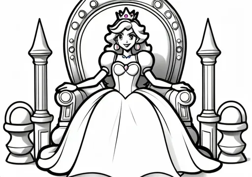 Princess Peach Sitting on Her Throne