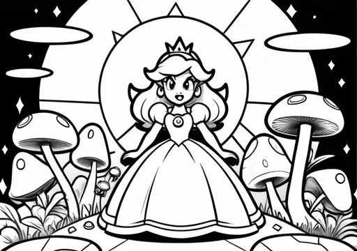 Princess Peach Using the Super Mushroom Power-Up