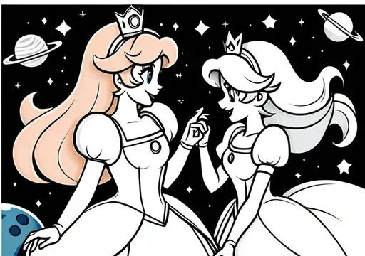 Princess Peach and Rosalina in Space