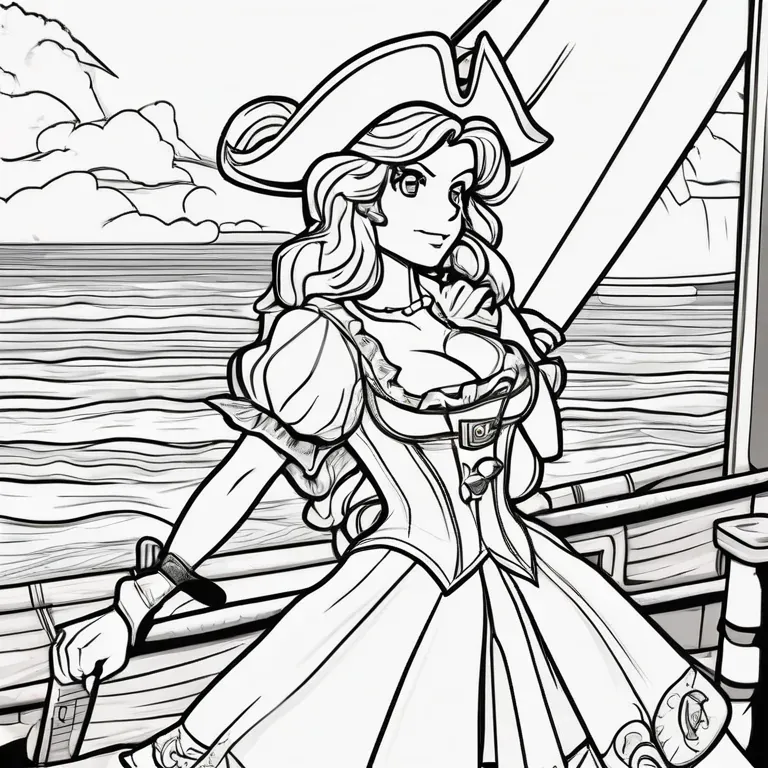 Princess_Peach_as_a_Pirate_with_a_Ship_in_The_Background