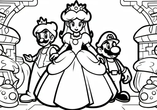 Princess Peach with Mario and Luigi