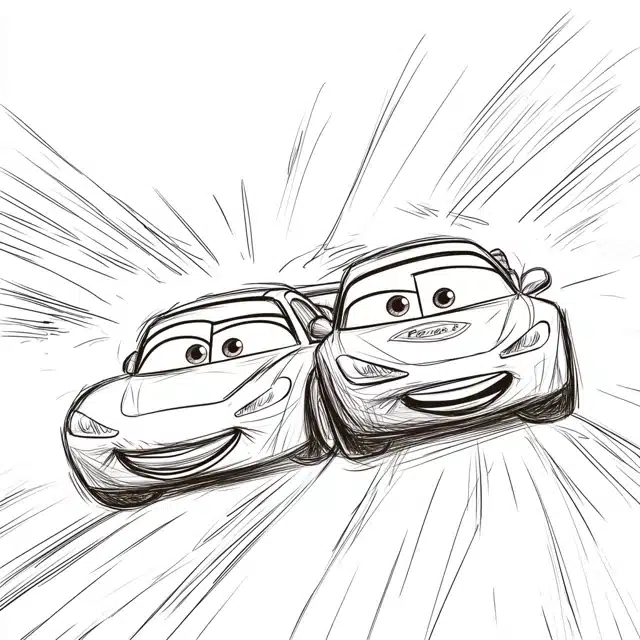 Sally And Lightning McQueen Driving Together