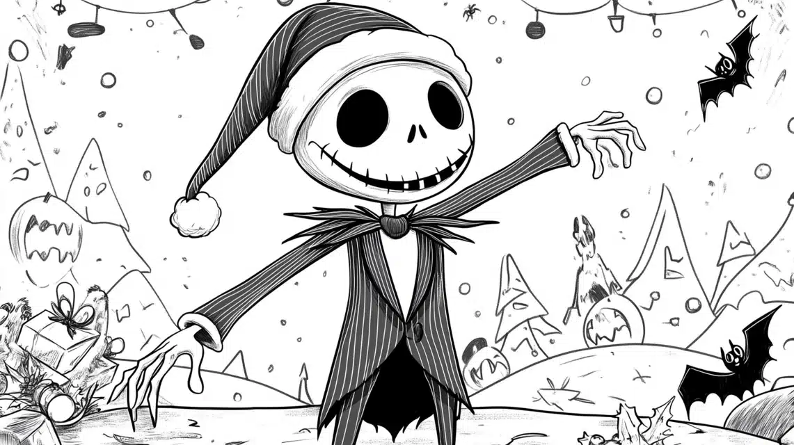 Santa Jack Nightmare Before Christmas Coloring Page