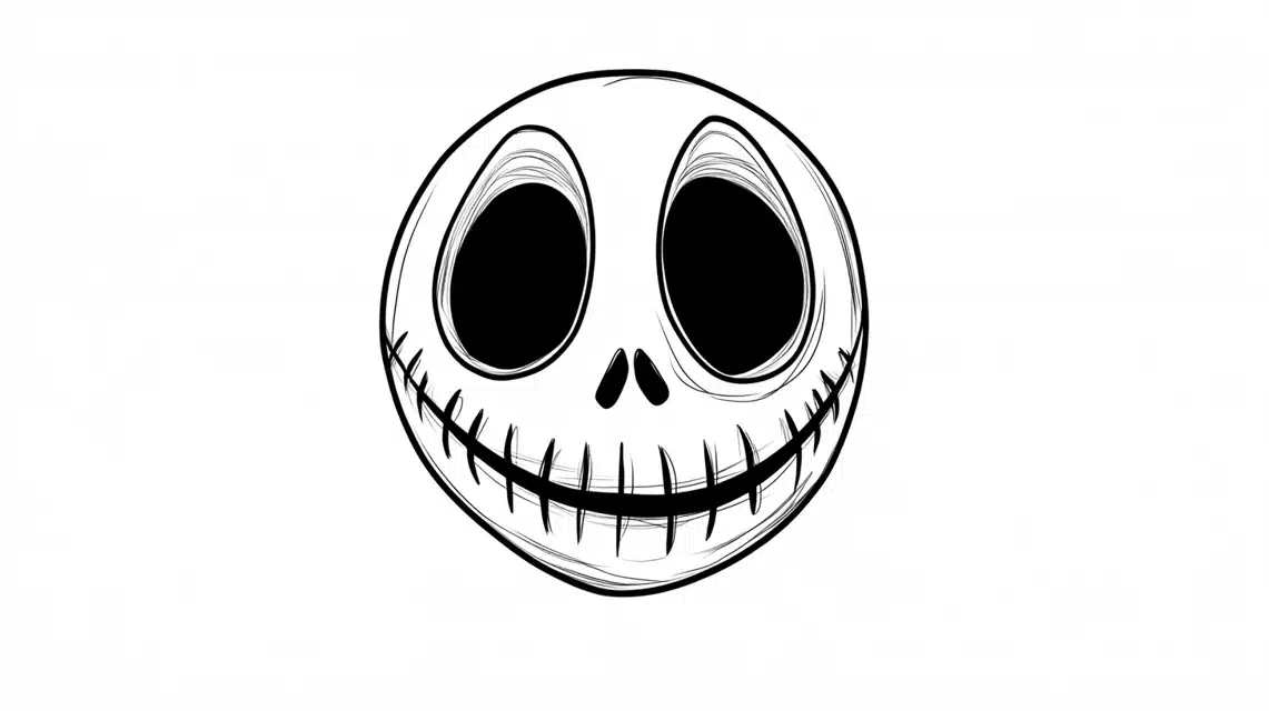 Smiling Skeleton Nightmare Before Christmas Coloring Page