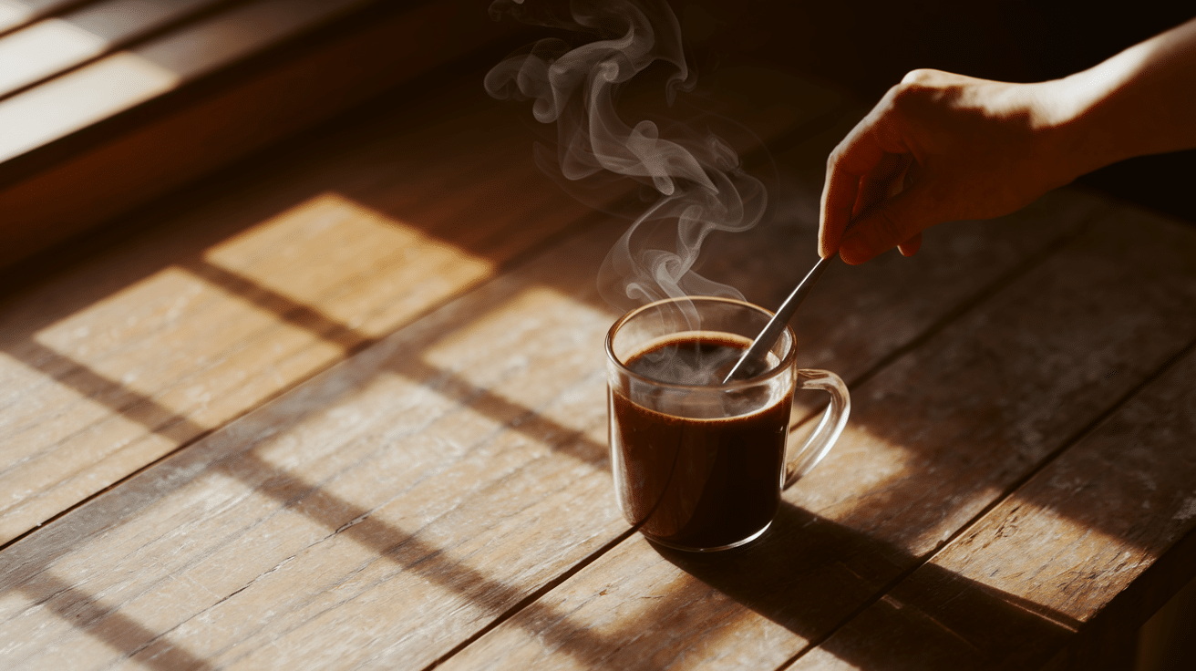 Stirring coffee